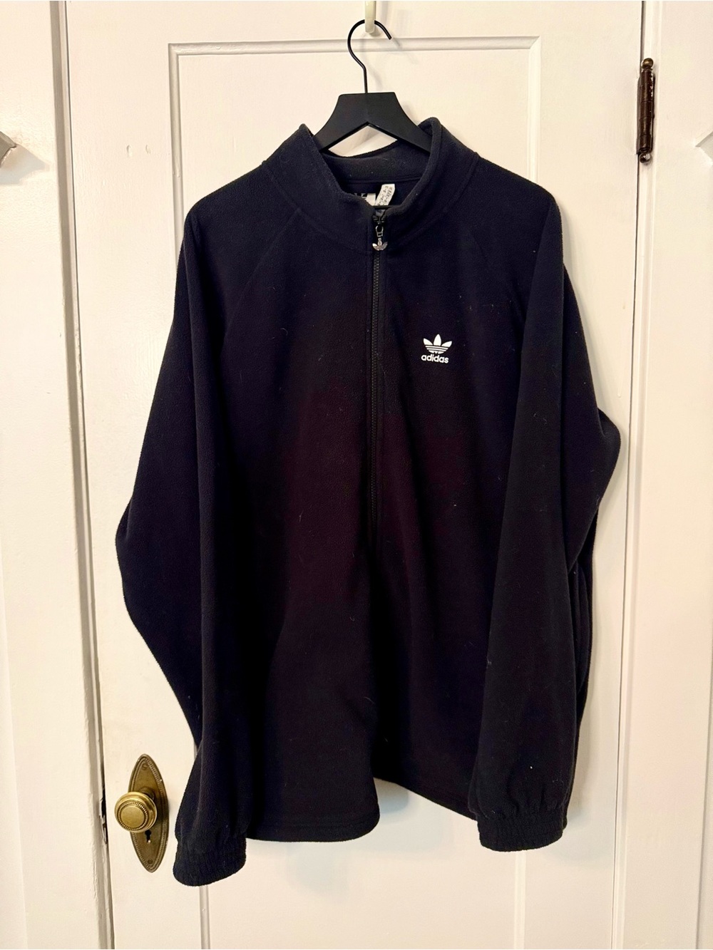 adidas Black Fleece Jacket with White Trefoil